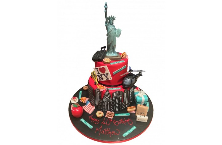 New York Items Tiered Cake